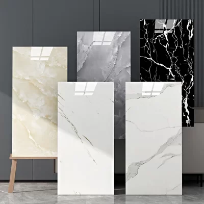 Telha cerâmica de imitação de mármore para azulejos, fundo impermeável, placa plástica de alumínio, adesivos de parede