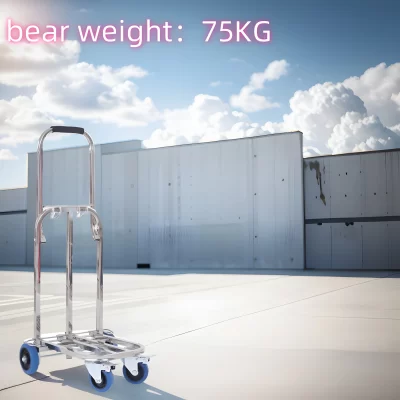 Aço inoxidável dobrável carrinho de bagagem portátil, grande carrinho de compras high-end, mão puxou reboque, capacidade de carga, Wang Jingyin