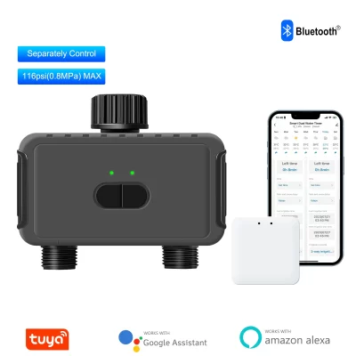 Kemek inteligente programável polvilhe temporizador 2 zona wifi inteligente jardim temporizador de água para mangueira torneira irrigação com recurso atraso chuva