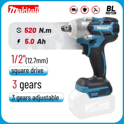 Chave de impacto elétrica sem fio, chave elétrica sem escova, soquete de broca manual, ferramenta elétrica para makita 21v bateria