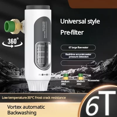 Sistema inteligente de purificação de água BORVA 6000L/H - Pré-filtro autolimpante automático para encanamento central doméstico, alta taxa de fluxo