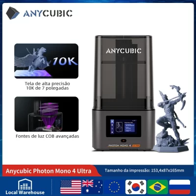 Pré-venda anycúbico fóton mono 4 ultra V2 7 Polegada 10k lcd impressoras 3d resina uv impressora 3d tamanho de impressão 236mm * 231mm * 430mm 2.2l