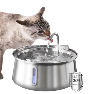 Fonte de água para gatos, torneira de aço inoxidável 4l, filtragem automática, fonte de água para animais de estimação com nível visível, bomba ultrassilenciosa automática