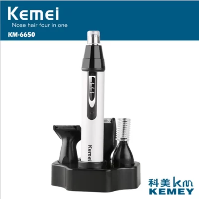 Kemei KM-6650 novo 4 em 1 moda recarregável nariz equipamentos de cabelo barba orelha sobrancelhas navalha elétrica cuidados faciais navalha