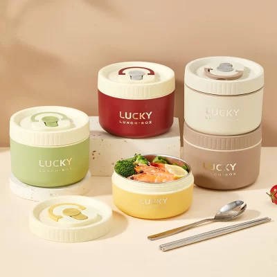 WORTHBUY Portátil Lancheira Térmica Para Criança Estudante À Prova de Vazamento Bento Box Set 304 Aço Inoxidável Recipiente De Armazenamento De Alimentos Aquecedor