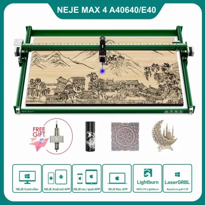 NEJE CNC Laser Cutter Gravador, Gravura De Metal, Corte De Madeira, Ferramentas De Marca, Feixe Duplo, Módulo De Ponto Comprimido, A40640, 120W, 4 Max