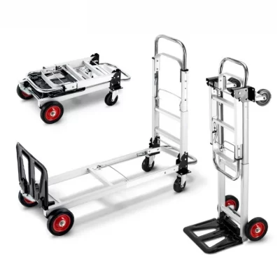 Carrinho de mão dobrável com alça ajustável, carrinho logístico de liga de alumínio, multifuncional, portátil, transporte, dolly de carga