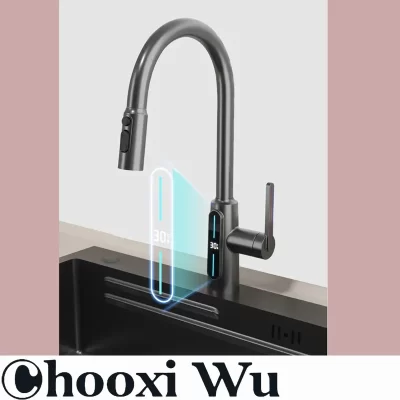 CHOOXIWU-Torneira De Cozinha De Indução Inteligente, Torneira Da Bacia, Display Digital, Puxe Frio e Quente
