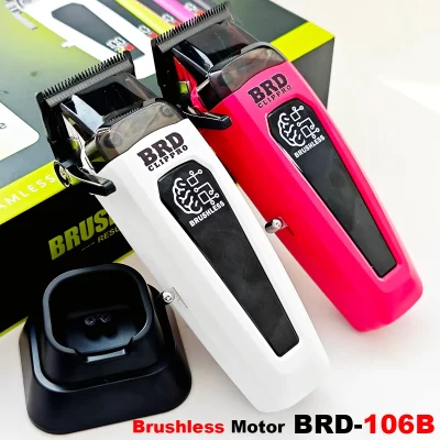Brdclip 106b profissional motor sem escova máquina de cortar cabelo elétrica aparador sem fio 7500rpm ultra fino movendo lâmina dlc com base