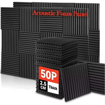 Painel de espuma acústica para estúdio, 50 peças 30x30x2.5cm à prova de som parede protetora de ruído painel de tratamento de absorção de som sala ktv