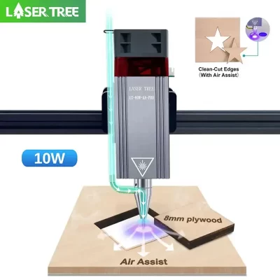 LASER TREE-Módulo laser com assistência a ar, 5W, 10W, 450nm, cabeça laser TTL para gravação a laser CNC, máquina de corte, ferramentas para trabalhar madeira