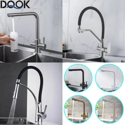 DQOK-Beber água filtrada torneira da cozinha, Torneira de purificação dupla, Torneira pia cozinha