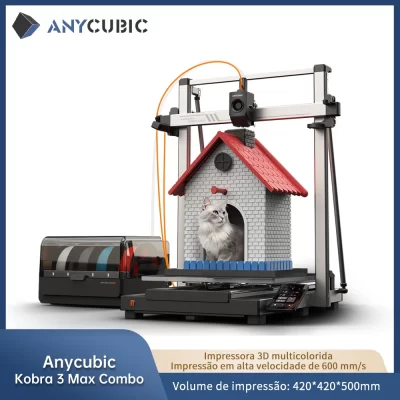 Anycúbico kobra 3 max combo impressora 3d fdm multicolorida até 600 mm/s velocidade de impressão enorme volume de construção 500*420*420mm