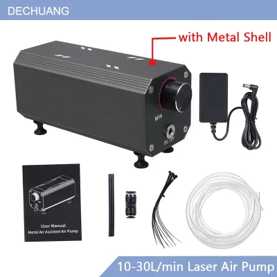 Bomba de assistência de ar a laser, compressor de assistência de ar ac 110v/220v para cortador e gravador a laser ajustável 10-30l/min com revestimento de metal
