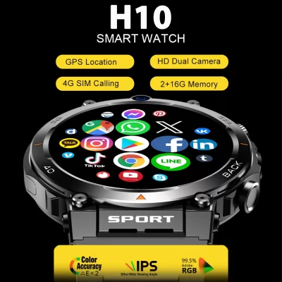 XUESEVEN H10 4G LTE Smartwatch Câmera Dupla Cartão SIM GPS WIFI Baixa APP Chamada de Vídeo NFC Reconhecimento Facial Relógio Inteligente À Prova D 'Água