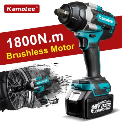 Kamolee 1800 N.M Torque DTW700 Chave de impacto elétrica sem escova 1/2 em bateria de íon de lítio para bateria Makita 18V