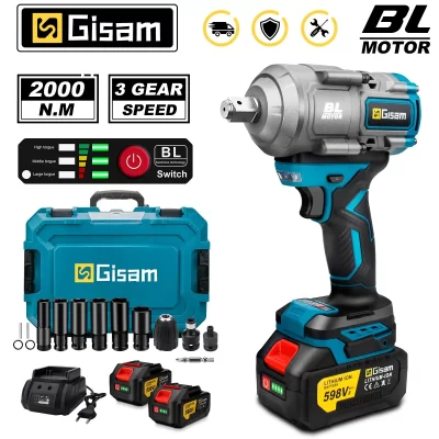 Gismo 2000N.M Torque Brushless Chave de impacto elétrica Chave de fenda de 1/2 polegada Chave sem fio Ferramenta elétrica para Makita 18V Bateria Pin