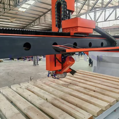 Venda quente pedra cnc roteador 5 eixos ponte viu pedra mármore granito corte viu 45 graus máquina de corte telha para venda