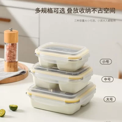 304 aço inoxidável microondas lancheira tampa de grau alimentício bento recipientes preparação refeição salada armazenamento frutas geladeira utensílios de cozinha