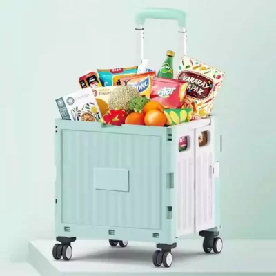 Carrinho de compras dobrável ao ar livre, carrinhos de acampamento com capa, 2/4 rodas, portátil, haste de tração, transporte traseiro, carrinho de mão de frutas e vegetais
