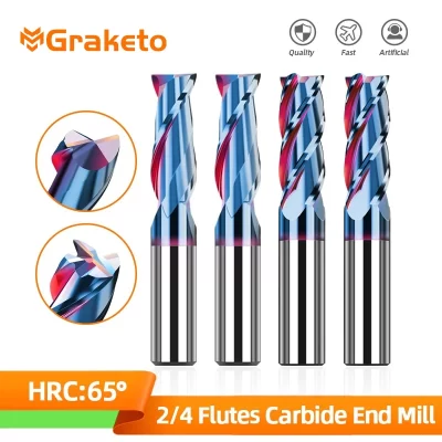 Hrc65 liga de tungstênio aço fresagem carboneto fresa ferramenta corte 2 flautas para cnc maching revestimento fresa plana