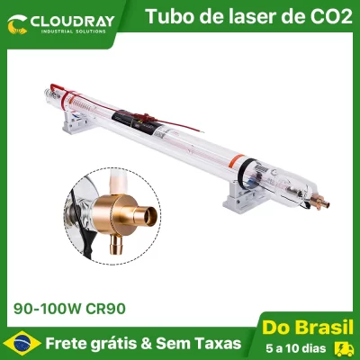 Cloudray tubo laser co2 90w cr90, comprimento 1250mm dia.55mm 80mm, cabeça de metal atualizada, tubo de vidro para máquina a laser co2