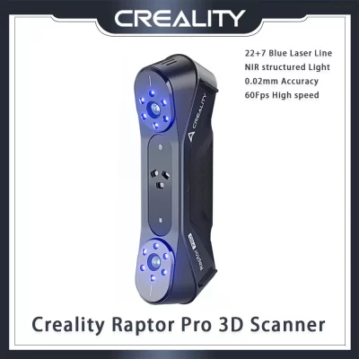 Creality raptor pro scanner 3d 22 + 7 linha laser azul/luz nir 24bit cor 0.02mm precisão digitalização 60fps rastreamento anti-shake