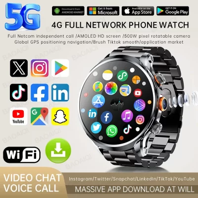 5g completo netcom android 9.0 4g relógio inteligente 680*680 amoled 1.95 display tela gps wifi hd chamada de vídeo 5mp câmera smartwatch 2025