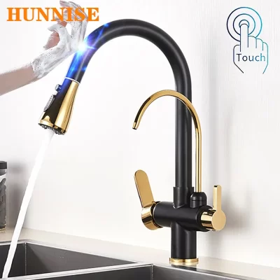 3 maneiras de toque no filtro torneiras cozinha puxar para baixo água pura pia da cozinha misturadora sensor inteligente pull out touch torneira da cozinha