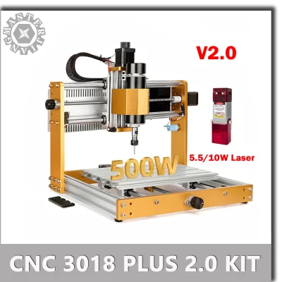 Kit de estrutura de alumínio cnc 3018 plus 2.0, roteador de madeira nema17, motor de passo offline, fresadora pcb, máquina de gravação, 500w, eixo cnc3018