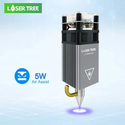 LASER TREE-DIY Módulo Cortador a Laser, 5W Air Assist, 450nm, TTL Luz Azul, Cabeça para Gravação a Laser CNC, Corte De Ferramentas De Madeira