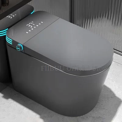 Sanitário inteligente alongado com tanque de água embutido, bidê de 1 peça, não relacionado por pressão da água, tela de exibição, sensor do pé quente