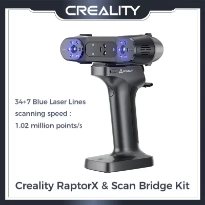 Creality RaptorX & Scan Bridge Kit 34 + 7 Laser Azul NIR Light 0,02 Mm Precisão 60fps Digitalização Wi-Fi 6 Scanner 3D de digitalização sem fio