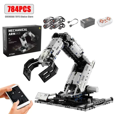 784 pçs aplicativo técnico programação de controle remoto braço robótico blocos de construção kits moc montagem tijolos modelo brinquedos para meninos presentes