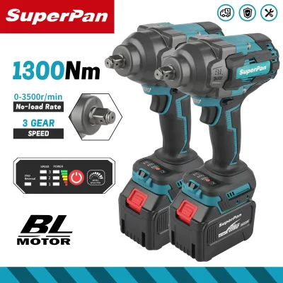 Superpan 1300n.m chave de impacto elétrica sem escova, bateria de lítio elétrica sem fio de alta velocidade ferramentas elétricas para reparo de caminhão de carro