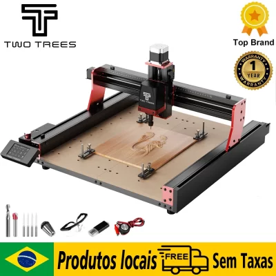 TWOTREES TTC450 Pro Máquina CNC Máquina de corte de metal de 4 eixos Controle GRBL 460x460x80mm Para máquina roteadora CNC e gravação a laser Corte de madeira acrílico couro plástico