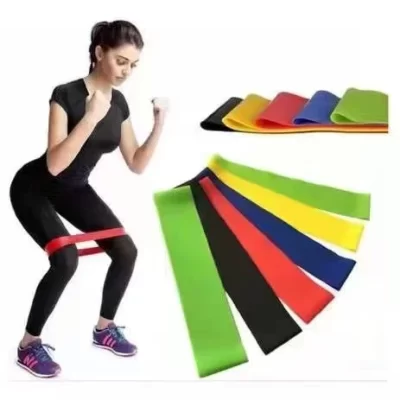 KIT 5: Mini Band Fita Elástica De Resistência Para Academia Exercícios Yoga Musculação e Fisioterapia