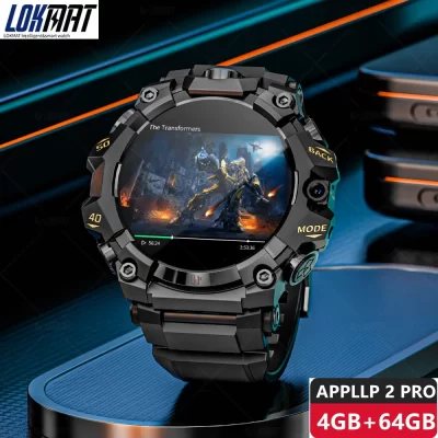 2025 novo lokmat esporte 4g android smartwatches, cartão sim 4gb + 64gb hd câmera dupla chamada de vídeo gps nfc wifi fitness telefone relógio