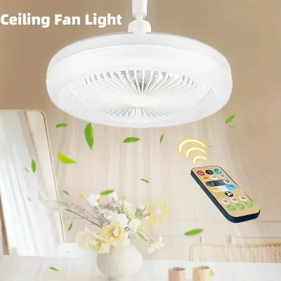  Ventilador de teto inteligente 2 em 1 com iluminação com controle remoto Base de conversão E27 Base de iluminação adequada para quarto e sala de estar