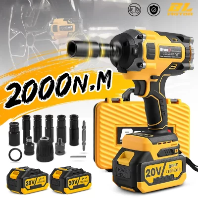Chave de impacto elétrica sem escova de torque 2000N.M para caminhões Ferramenta elétrica de driver de chave sem fio de 1/2 polegada para bateria Makita 18V