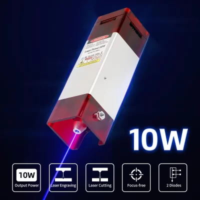 Módulo laser 10w potência óptica 450nm gravura cabeça laser comprimento focal fixo gravura de alta precisão para gravador a laser cnc