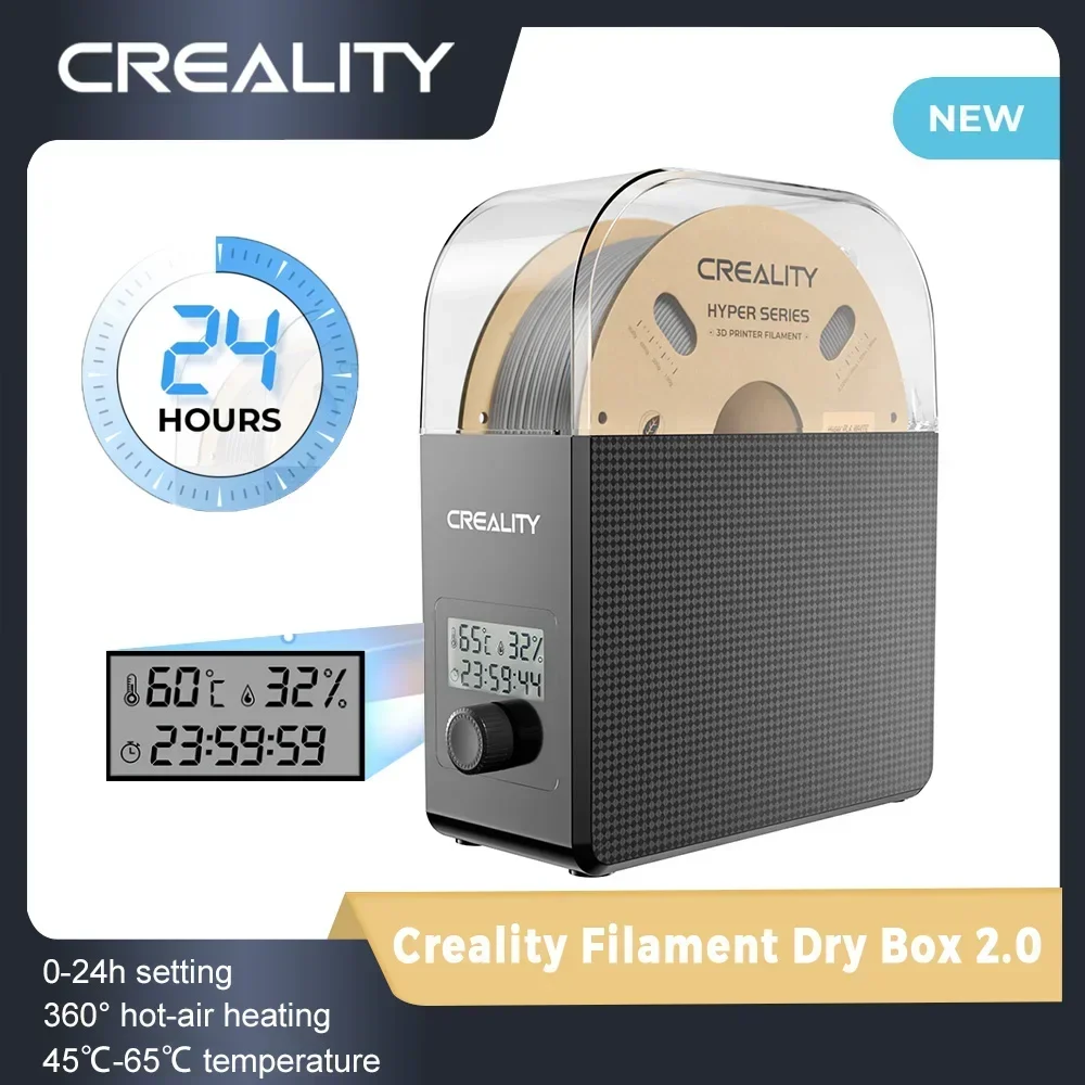 Creality Nova caixa seca de filamento de 1KG 2.0 temperatura ajustável 45 ℃ -65 ℃ Monitoramento de umidade em tempo real Aquecimento de ar quente Configuração 0-24h