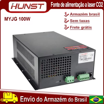 Fonte de alimentação a laser HUNST MYJG-100W CO2 para máquina de corte e gravação a laser de 80-100 W