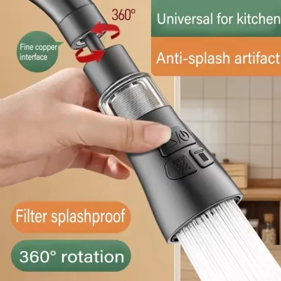 Extensor de torneira de cozinha com função de filtro universal 360 ° Arejador giratório com filtro contra respingos, torneira para lavatório, bico borbulhador, arejador
