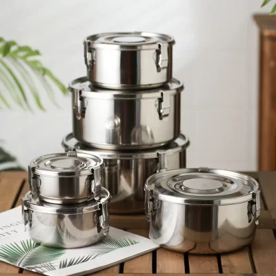 Lancheira de micro-ondas 350-3000ml, aço inoxidável 304 de qualidade alimentar, caixa bento anti-vazamento, forte aperto, caixa de piquenique para lanches de frutas