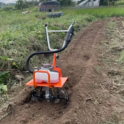 Pequeno gasolina micro cultivador multi-função rotativo micro leme ferramentas de jardim agrícola capina vala afrouxamento solo plo