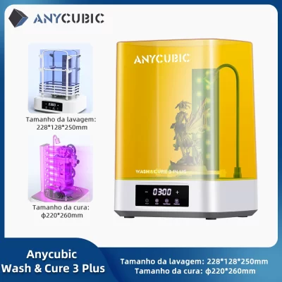 Anycúbico lavagem & cura 3 plus máquina de lavar e cura para impressora 3d de resina lcd para photon x6ks m5 m5s tamanho de limpeza 228*128*250mm