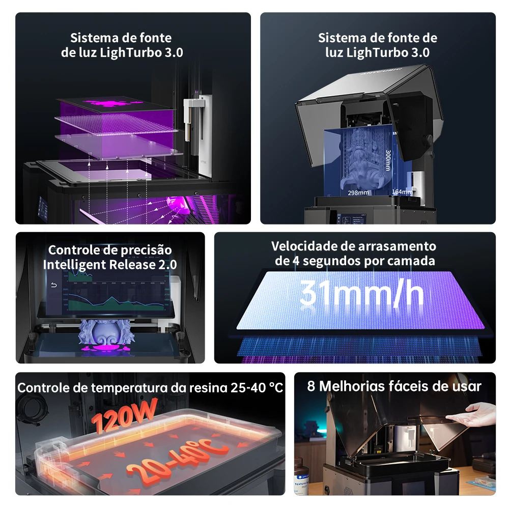 Pré anycúbico photon mono m7 max lcd impressora 3d com liberação inteligente de 13.6 "2.0 tamanho de impressão de controle de precisão 298*164*300mm - Image 2