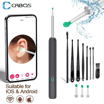 Limpador visual inteligente de ouvido, hd, otoscópio, carregamento usb c, endoscópio, ferramenta de remoção de cera, mini câmera hd, presentes