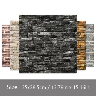 Papel de parede de PVC para decoração de sala, espuma doméstica, painéis auto-adesivos, adesivo de parede impermeável, 3D, 38,5 cm * 35cm